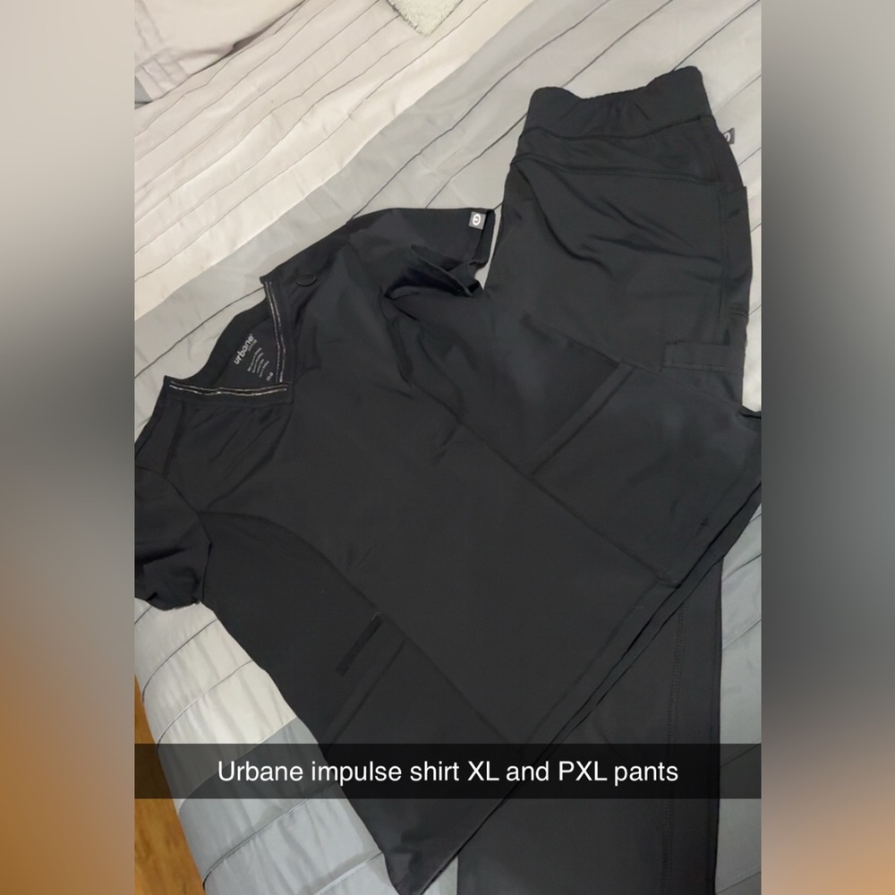 Urbane Black Scrub Top and Pants Set